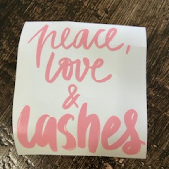 PEACE LOVE & LASHES Vinyl Decal  sticker eyelash love - Picture 2 of 3